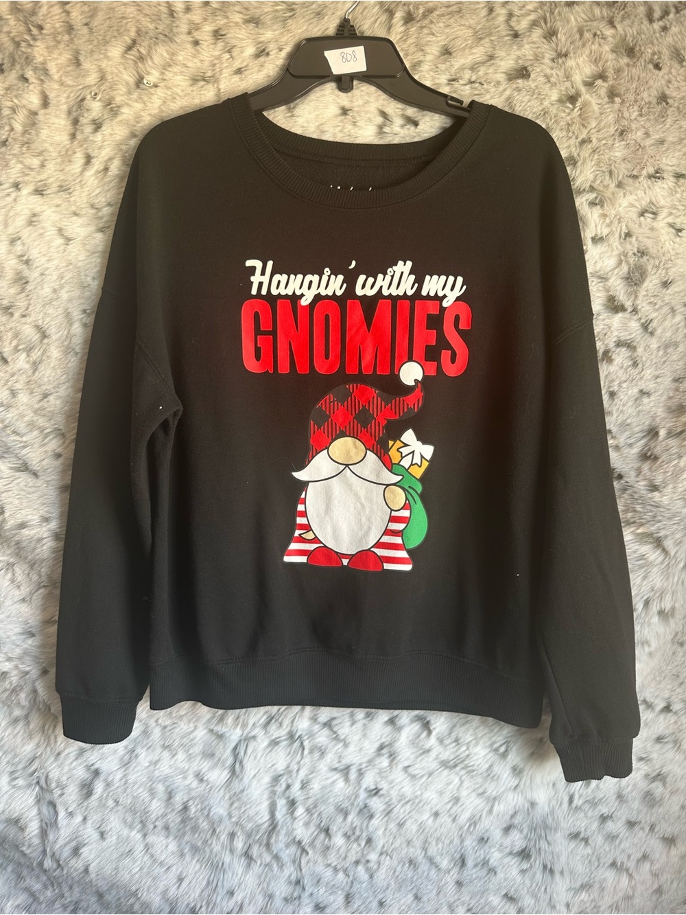Black 'Hangin' with my Gnomies' Graphic Crewneck Sweatshirt